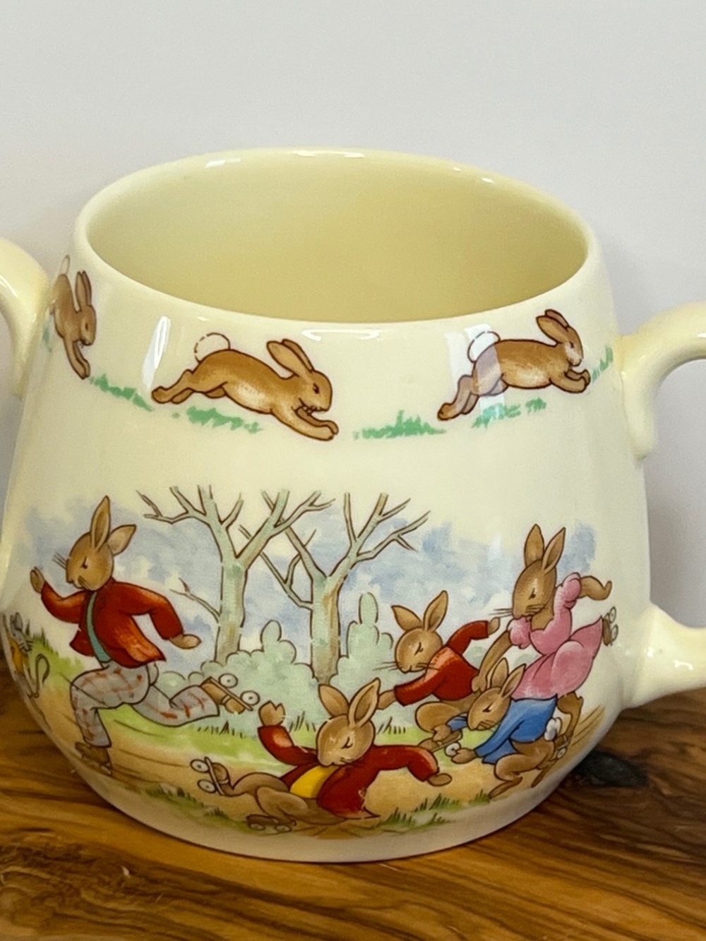 Bunnykins Royal Doulton Double Handle Coffee Mug - Tea Cup - Vintage Bone China